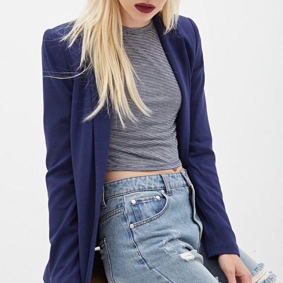 Forever 21 | Classic Blue Boyfriend Blazer - Picture 2 of 13